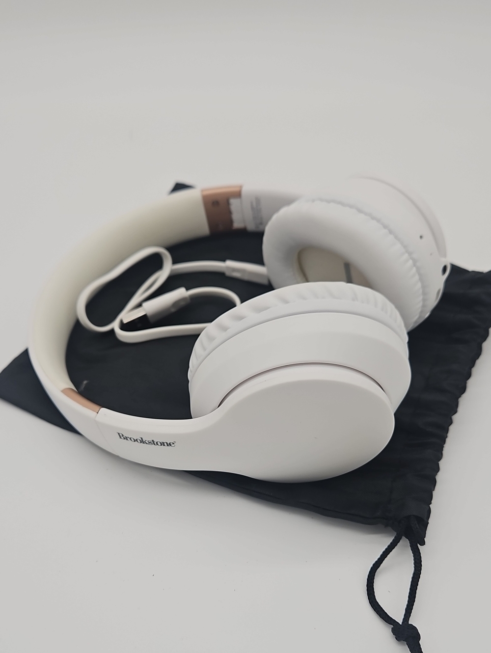 Brookstone White and Rose Gold Over-Ear Headphones
